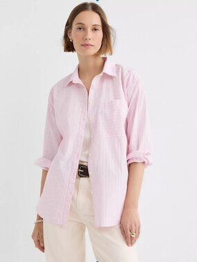 NWT LOFT Stripped Pink Cotton Botton Down